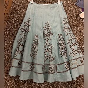 Blue embroidered skirt